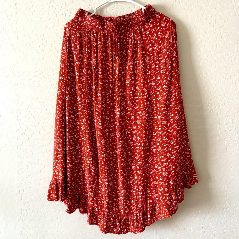 Wishlist burnt red women’s flowy floral skirt